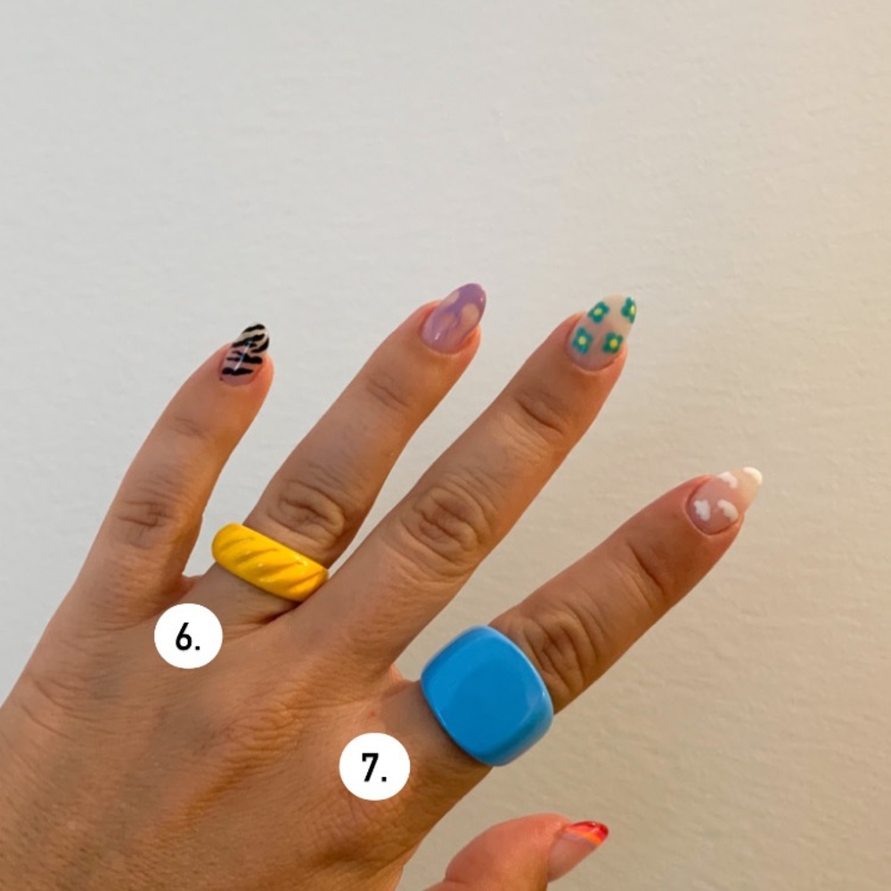 Stackable Retro Style Neon Enamel Rings - Picture 7 of 8